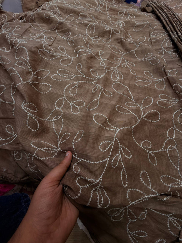 Most Premium Pure Fine Thread Embroidery On Cotton FABRIC (Big WIDTH!!)
