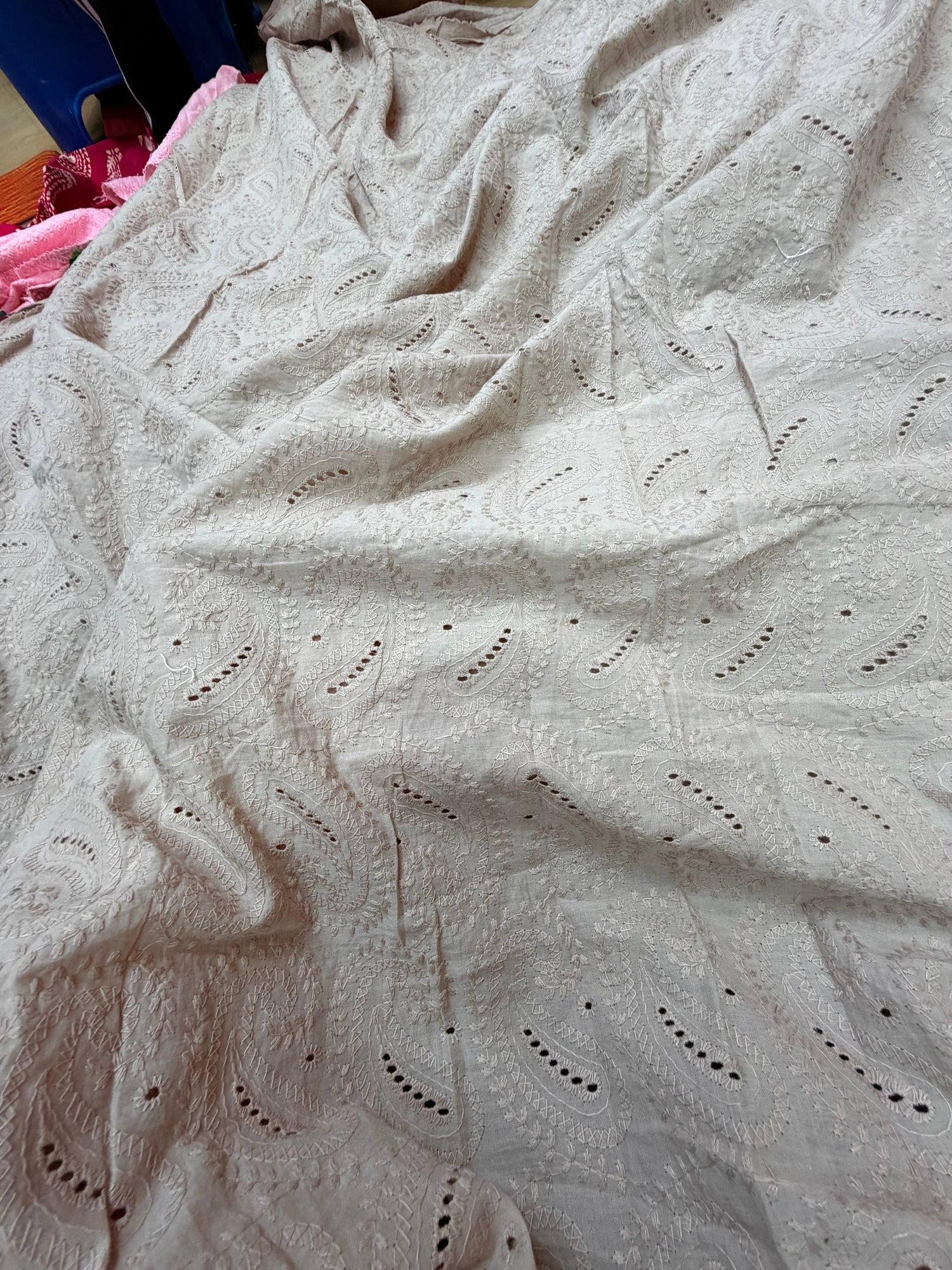 (SALE Prices) Pure Cotton Hakuba Chikankari  (Big WIDTH!!)