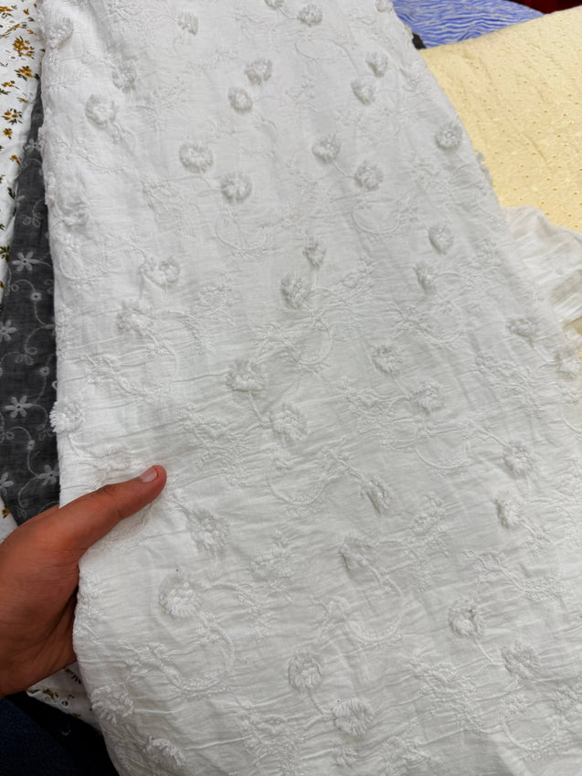 (SALE Prices) Pure Cotton Hakuba Chikankari  (Big WIDTH!!)