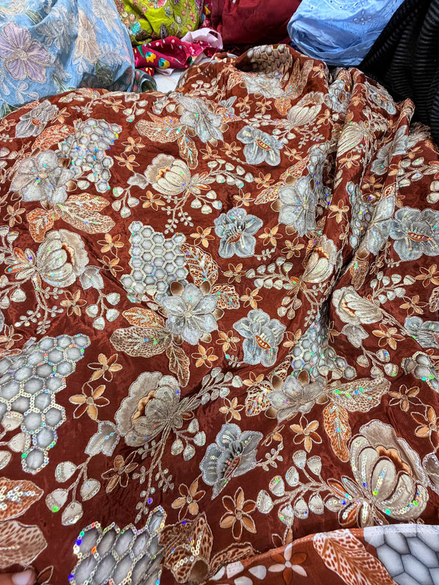 Most Premium Celebrity Designer Position Print Natural Pure CREPE FABRIC