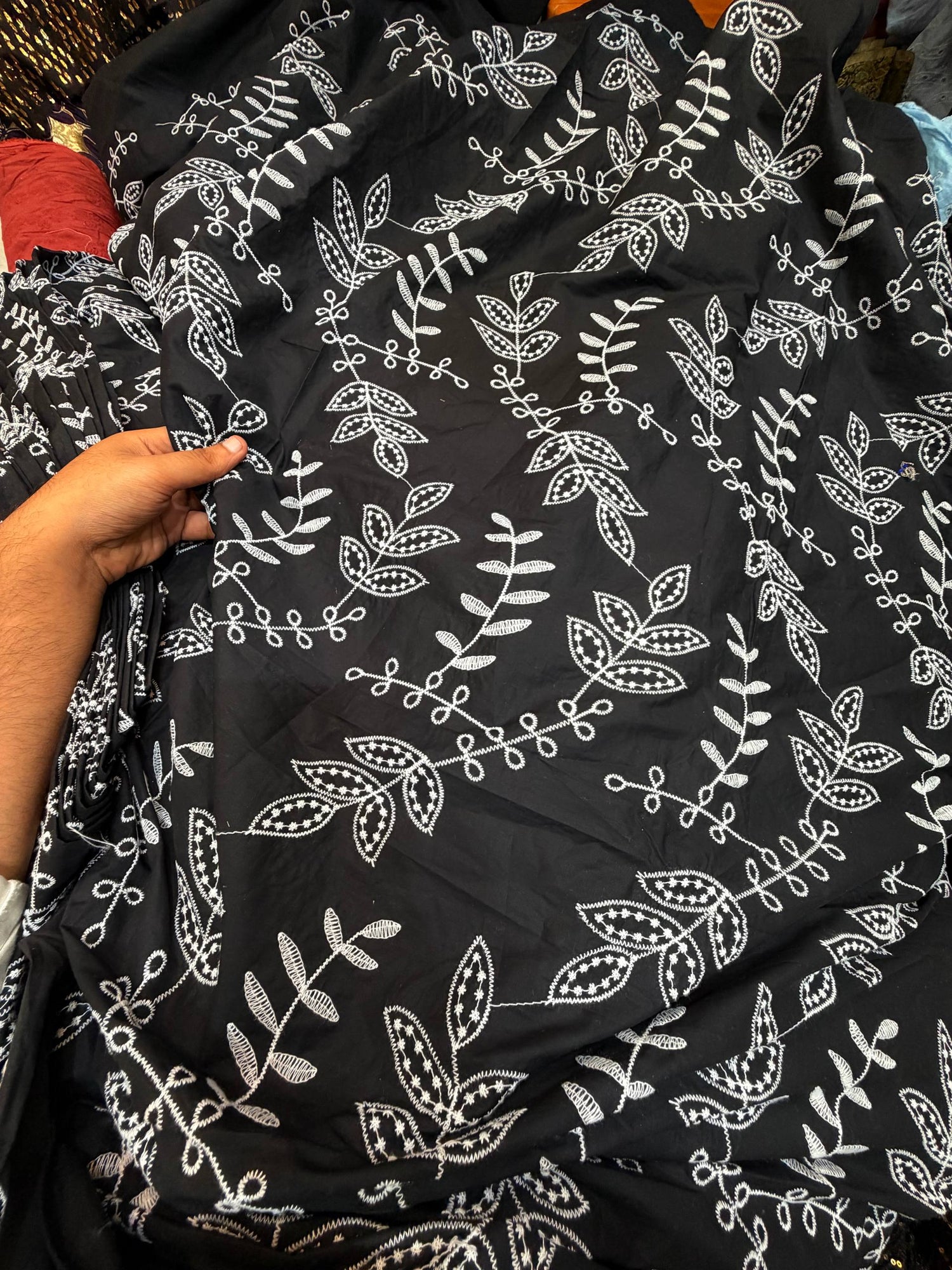 Most Premium Pure Hakuba Chikankari Cotton Fabric (Big WIDTH!!)