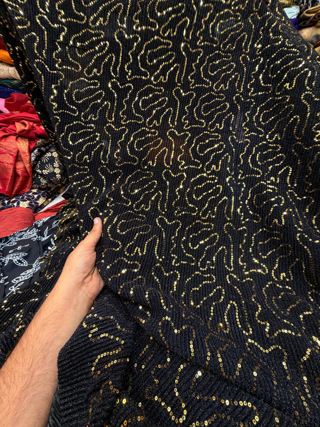 Most Premium Imported Super Quality Of ZARA LYCRA FABRIC With Fine Sequin Work (Big WIDTH!!)