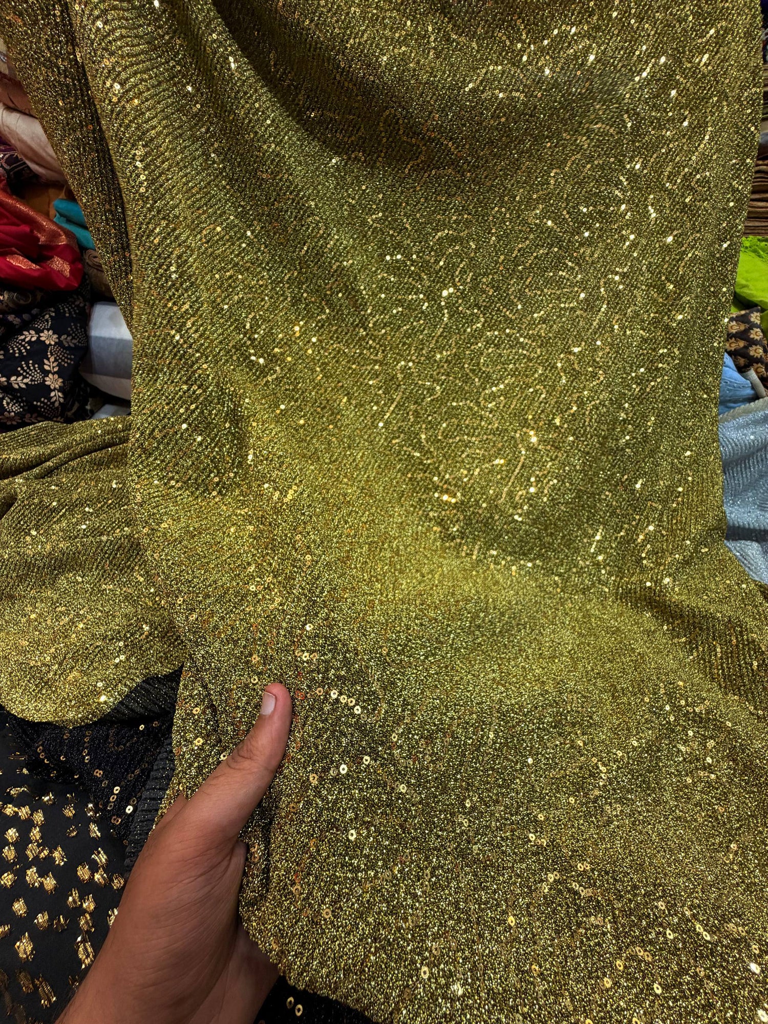 Most Premium Imported Super Quality Of ZARA LYCRA FABRIC With Fine Sequin Work (Big WIDTH!!)