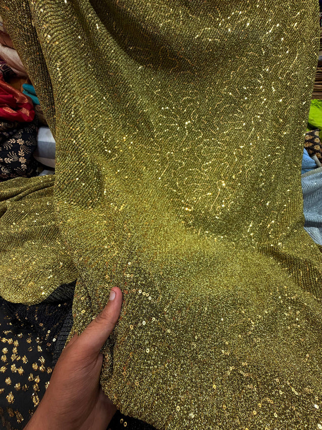 Most Premium Imported Super Quality Of ZARA LYCRA FABRIC With Fine Sequin Work (Big WIDTH!!)