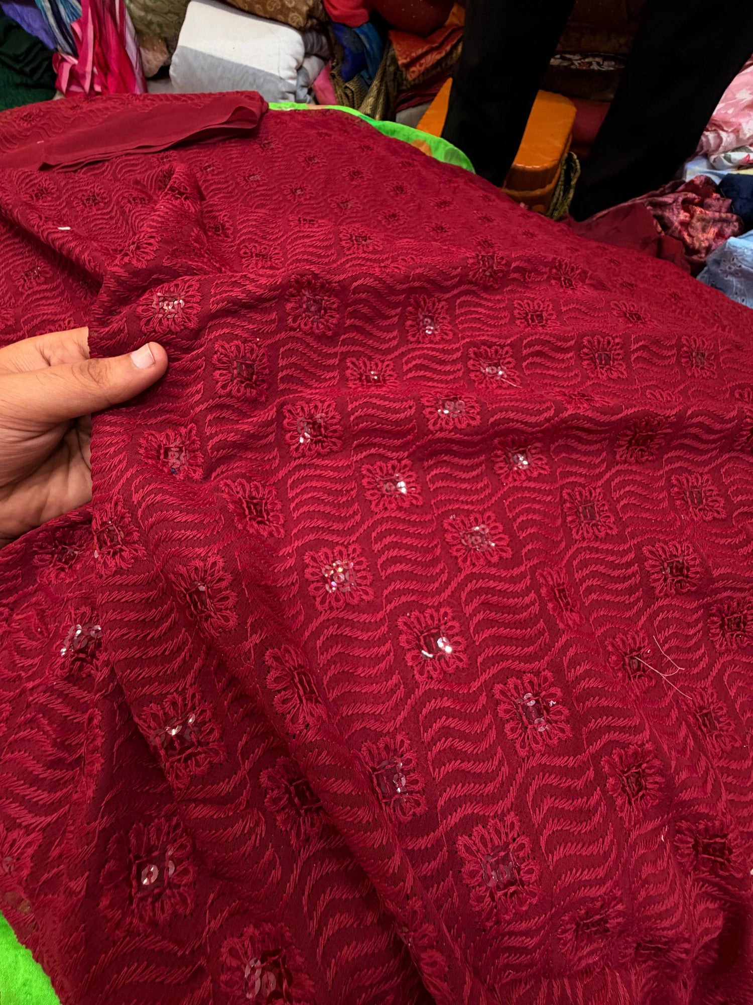 Most Premium Lucknowi Chikankari Work On Georgette FABRIC