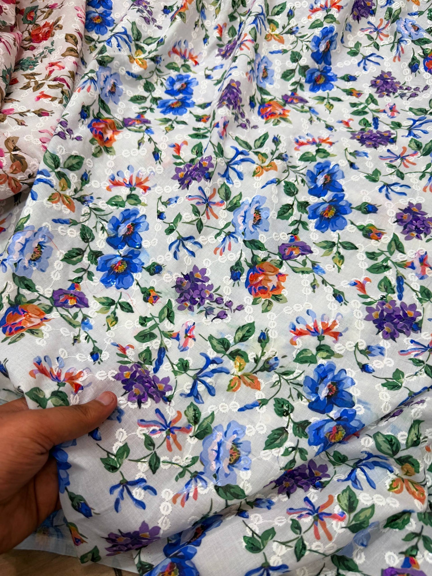 Most Premium Pure Cotton Chikankari Printed & Sequin Fabric (Big WIDTH!!)