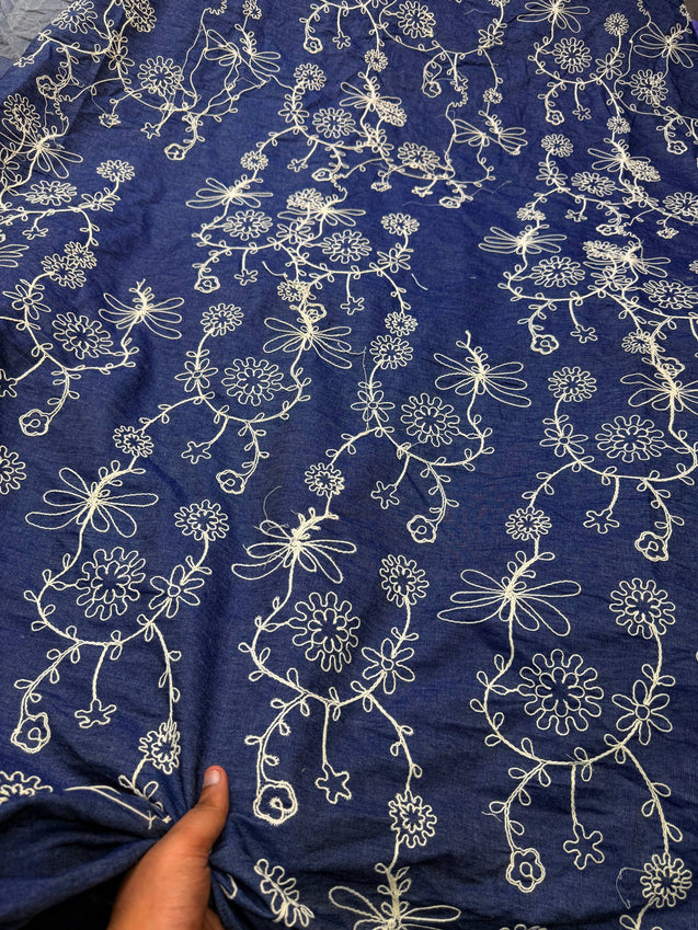 Premium Fine 3D Dori Imported Work On Pure Cotton Denim FABRIC (Big WIDTH!!)