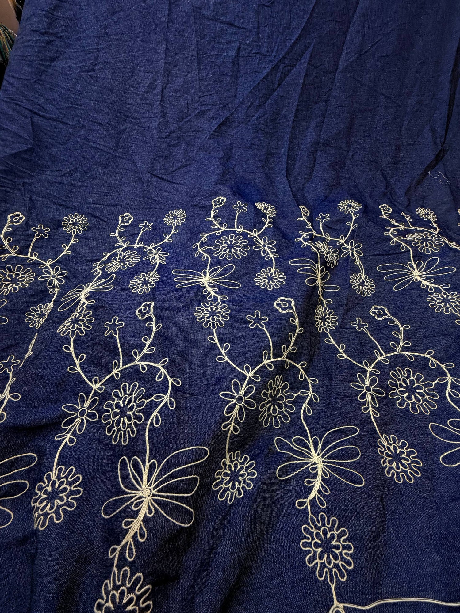Premium Fine 3D Dori Imported Work On Pure Cotton Denim FABRIC (Big WIDTH!!)