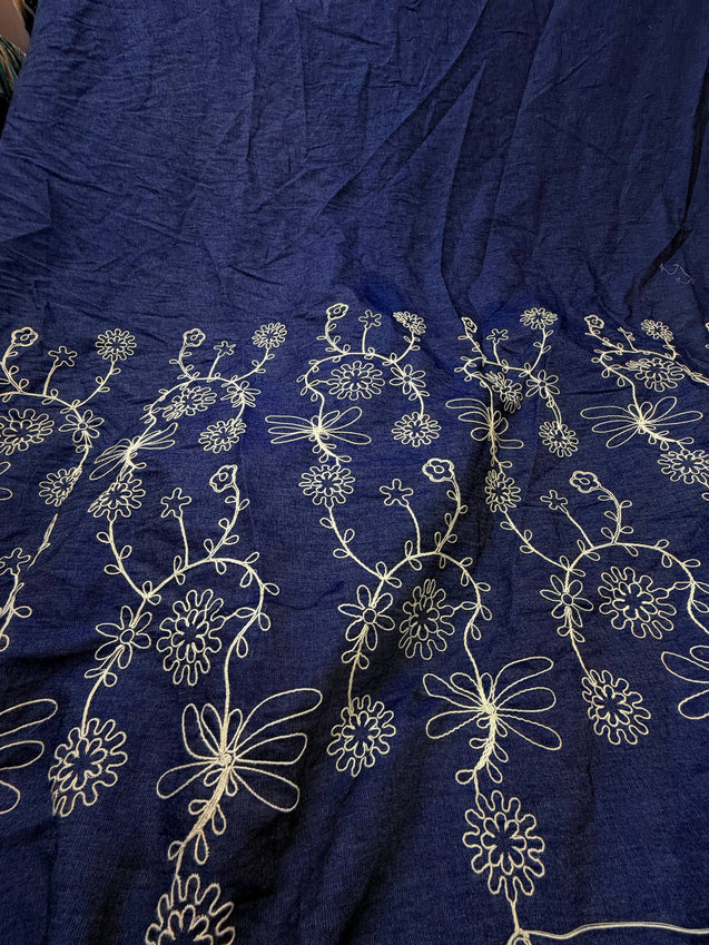 Premium Fine 3D Dori Imported Work On Pure Cotton Denim FABRIC (Big WIDTH!!)