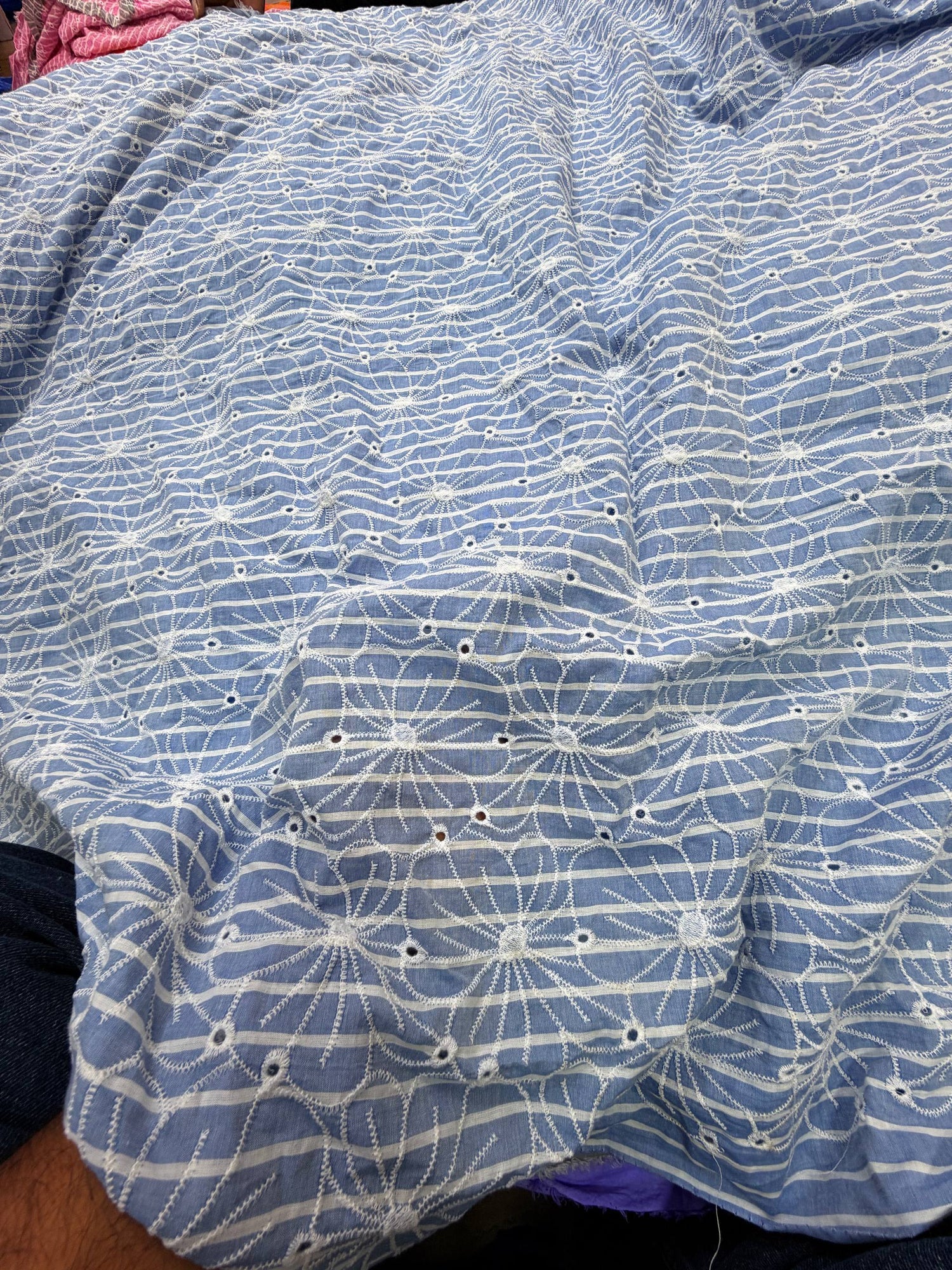 Most Premium Pure Cotton Chikankari Printed Fabric (Big WIDTH!!)