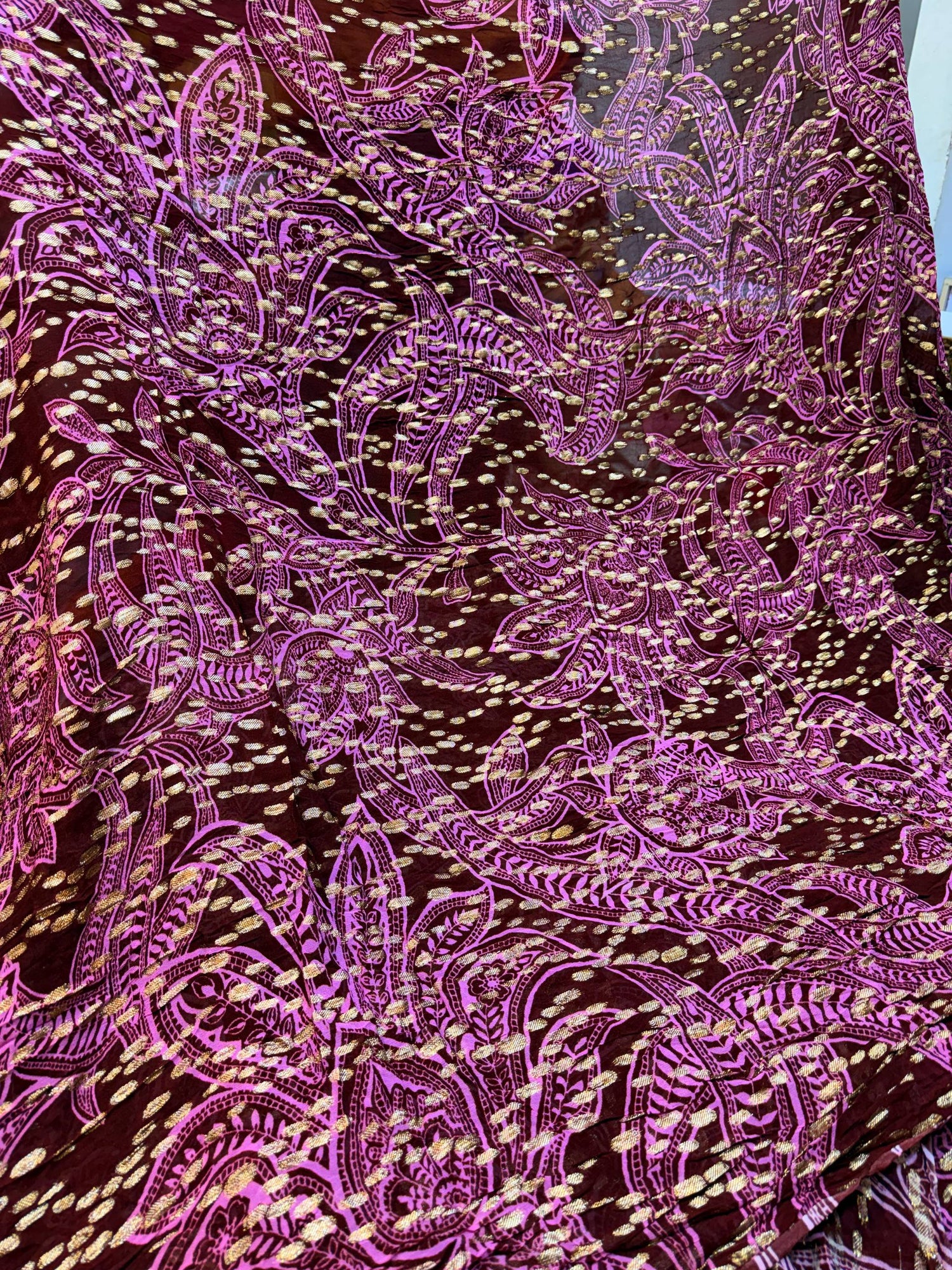 Most Premium Pure Georgette Printed Banarasi Zari FABRIC (Big WIDTH!!)