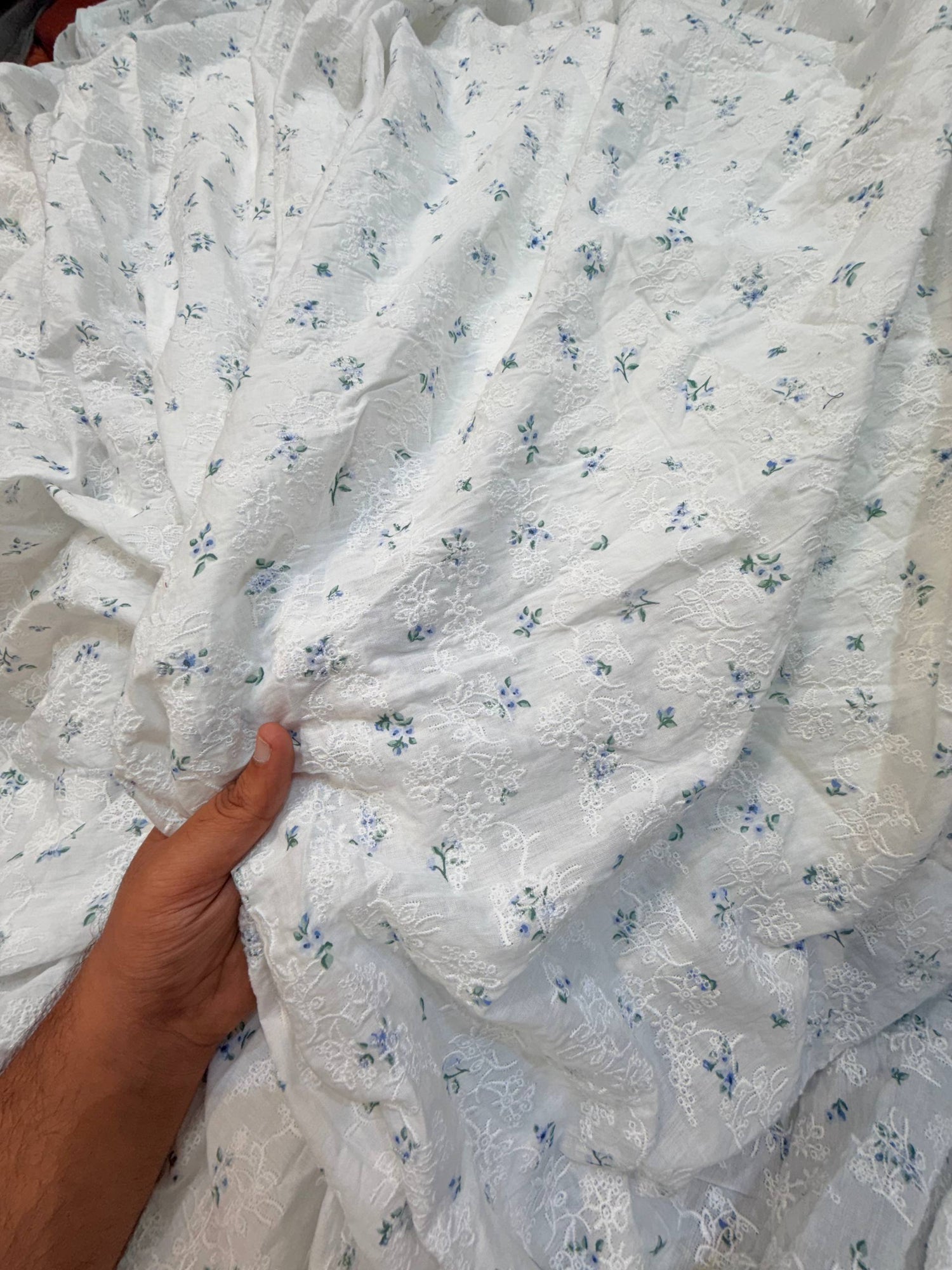 Most Premium Pure Hakuba Chikankari PRINTED Cotton Fabric (Big WIDTH!!)