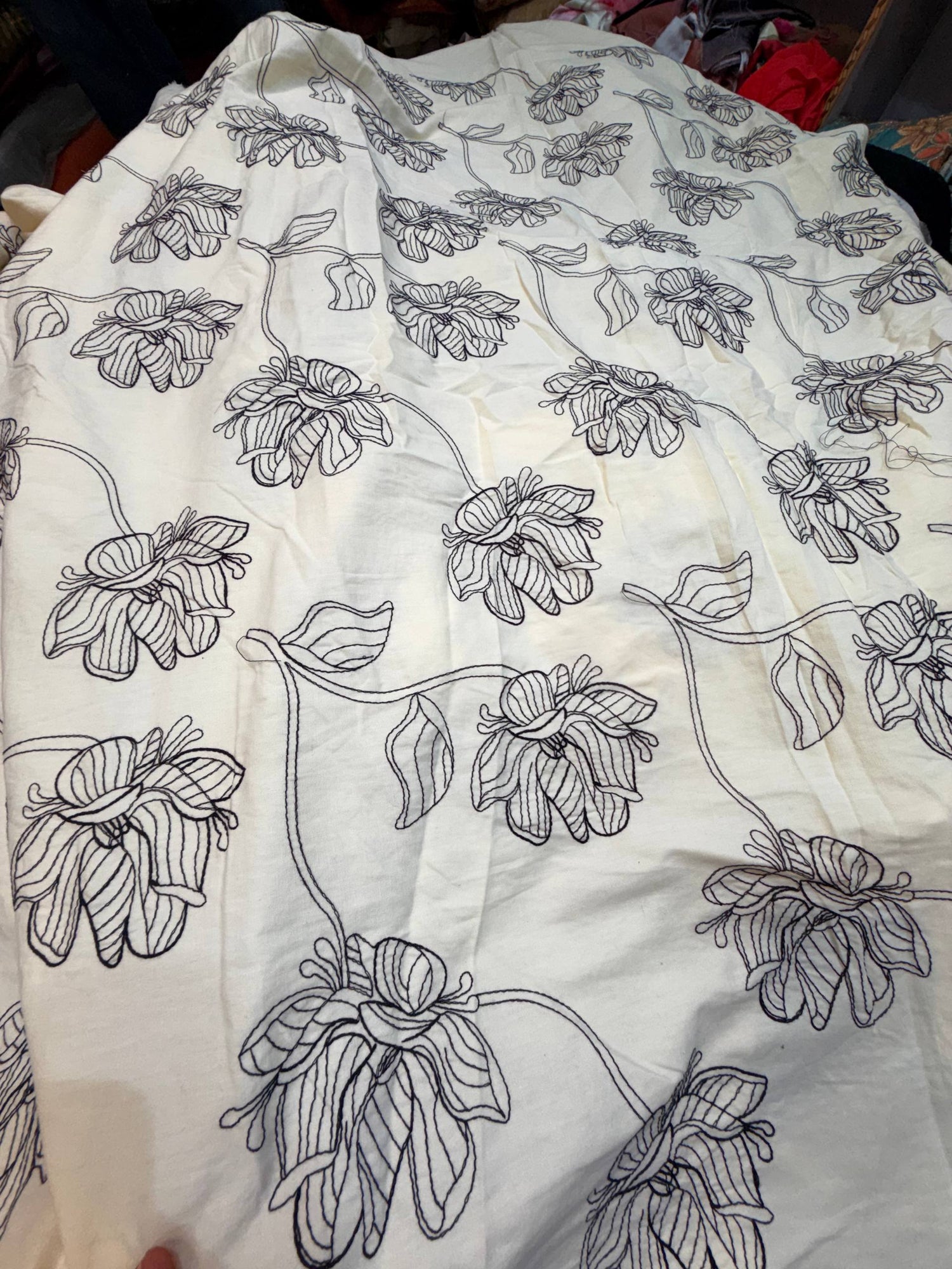 Most Premium Pure Fine Thread Embroidery On Cotton FABRIC (Big WIDTH!!)