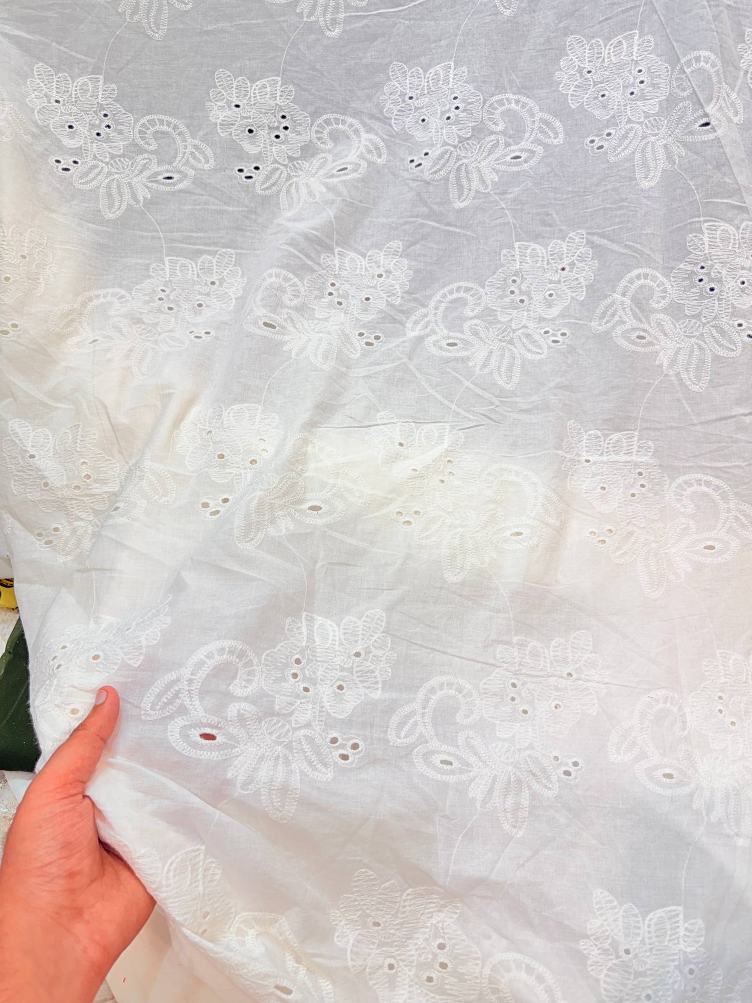 Most Premium Pure Cotton Hakuba Chikankari Fabric (Big Width) (Dyeable Also)