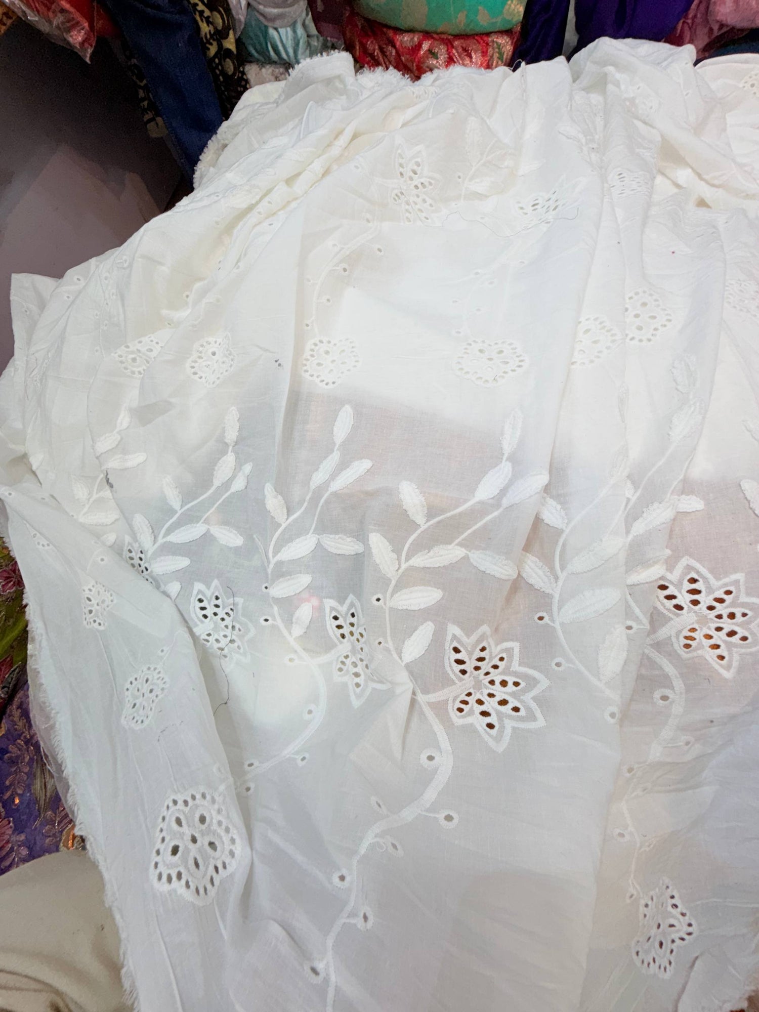 Most Premium Pure Cotton Hakuba Chikankari Fabric (Big Width) (Dyeable Also)