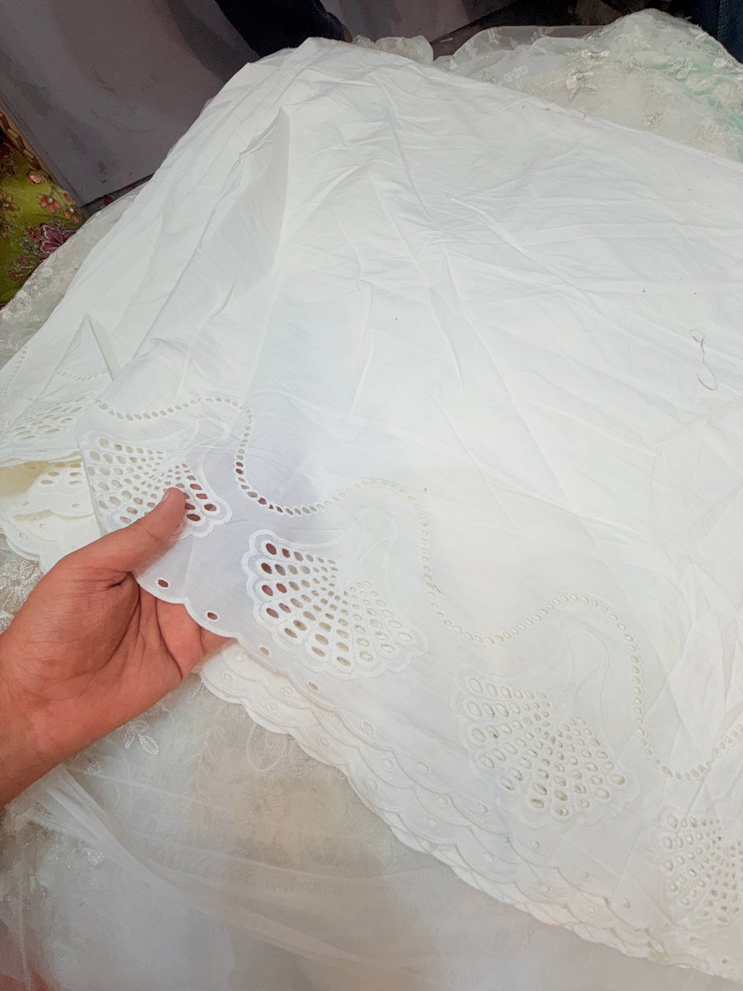 Most Premium Pure Cotton Hakuba Chikankari Fabric (Big Width) (Dyeable Also)