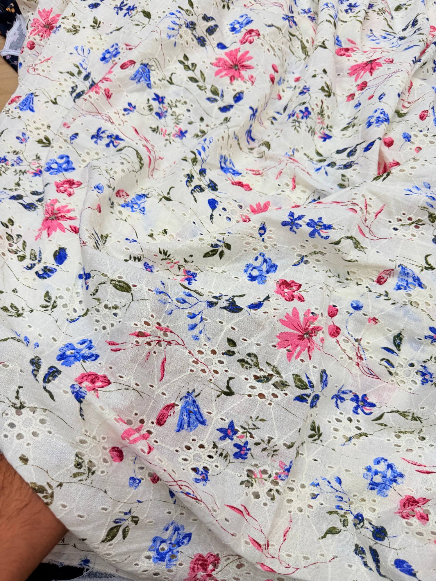 Most Premium Pure Mul Cotton Hakuba Chikankari Printed Fabric (Big WIDTH!!)