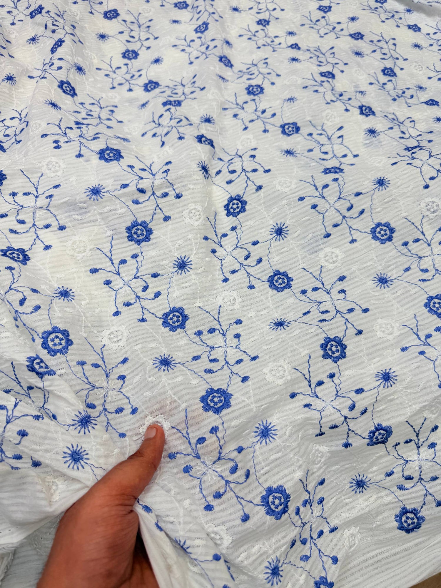 Most Premium Pure Dobby Cotton Hakuba Chikankari Fabric (Big WIDTH!!)