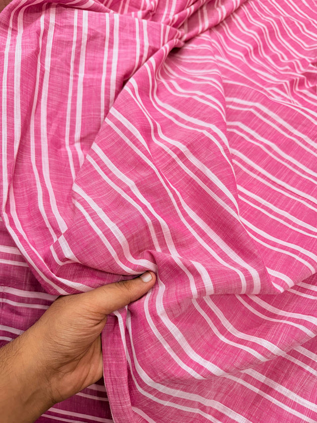Most Premium Pure Fine Stripes LINEN Cotton FABRIC (Big WIDTH!!)