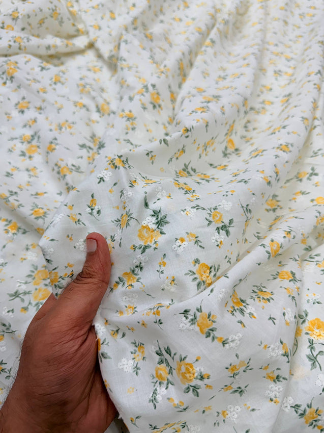 Most Premium Pure Mul Cotton Hakuba Chikankari Printed Fabric (Big WIDTH!!)