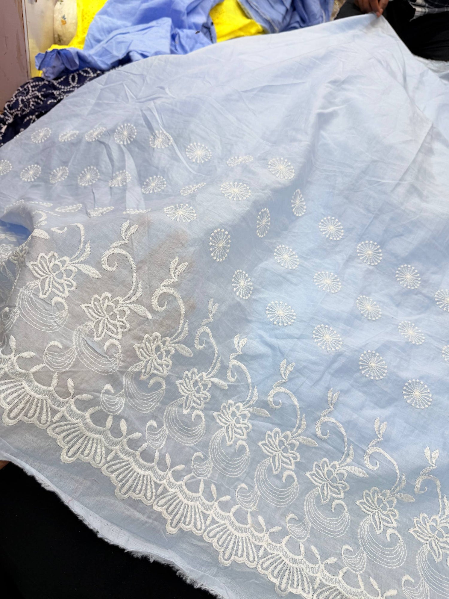 Most Premium Pure Fine Thread Embroidery On Cotton FABRIC (Big WIDTH!!)