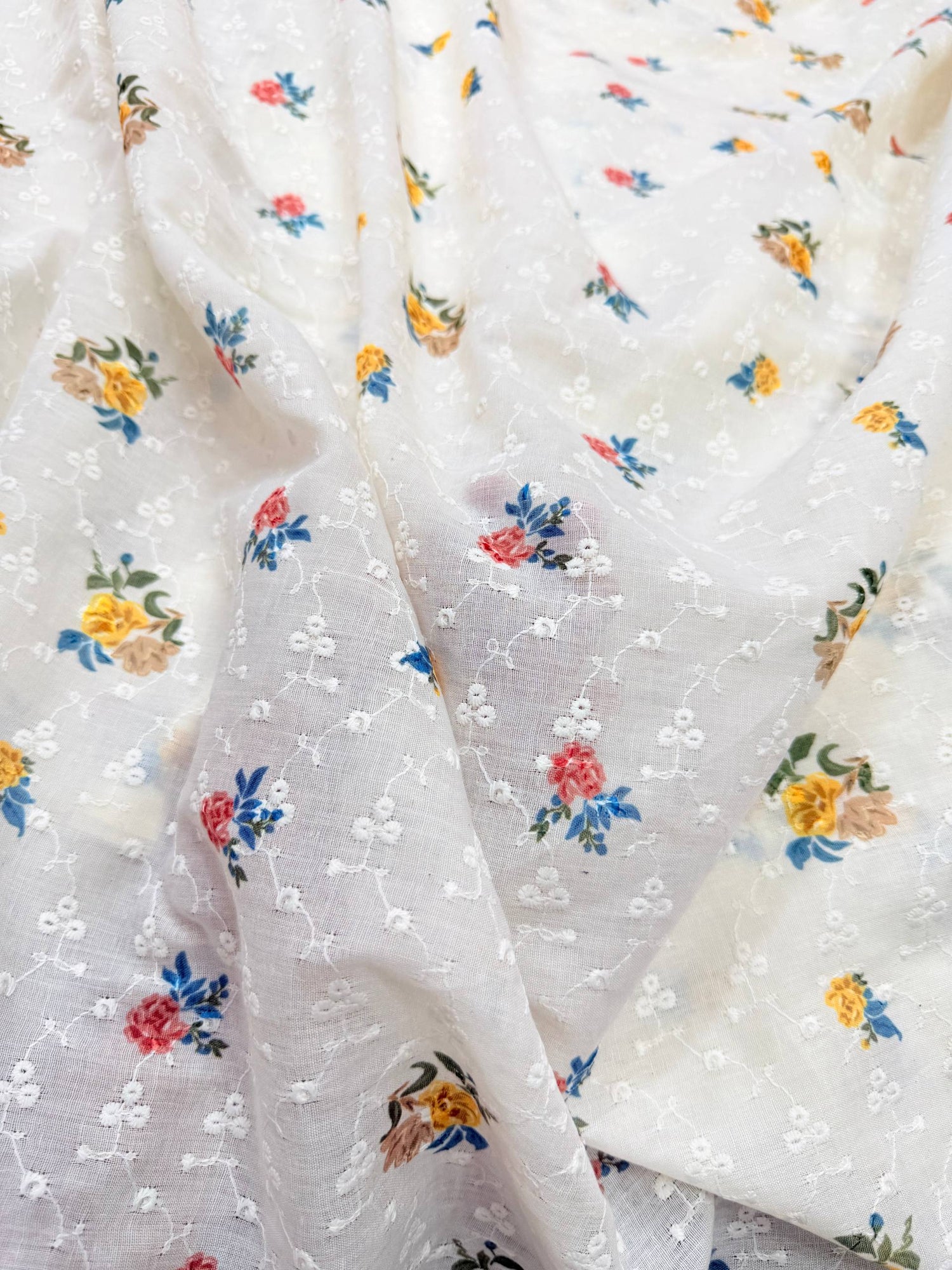 Most Premium Pure Cotton Hakuba Chikankari Printed Fabric (Big WIDTH!!)