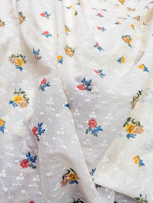 Most Premium Pure Cotton Hakuba Chikankari Printed Fabric (Big WIDTH!!)