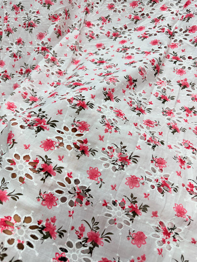 Most Premium Pure Mul Cotton Hakuba Chikankari Printed Fabric (Big WIDTH!!)