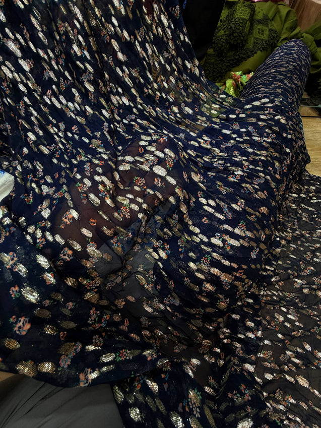 Most Premium Fine Zari Weaving On Pure Georgette FABRIC