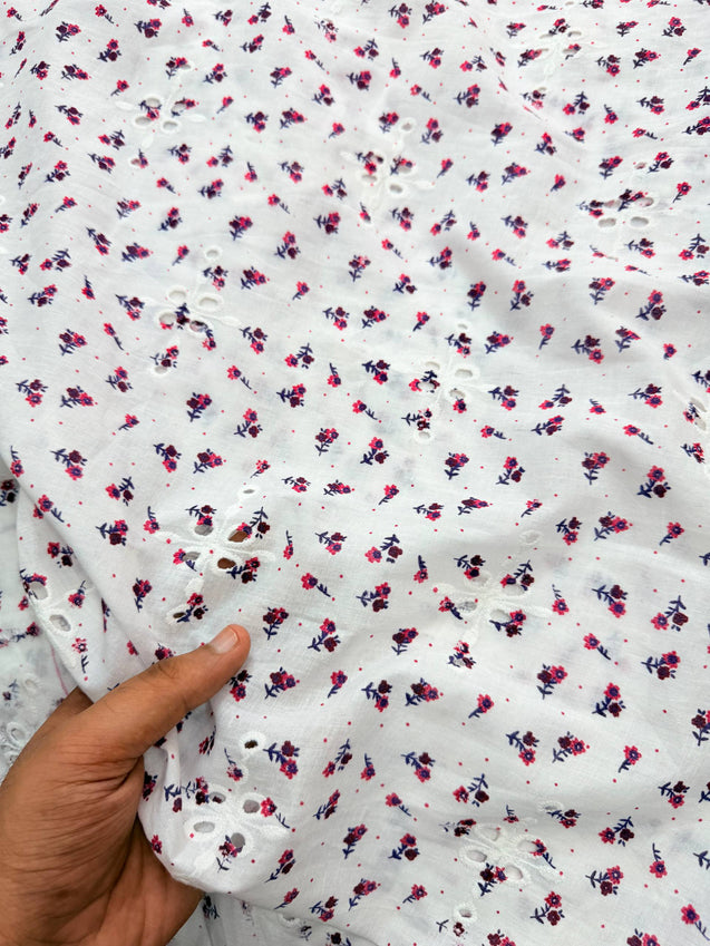 Most Premium Pure Mul Cotton Hakuba Chikankari Printed Fabric (Big WIDTH!!)