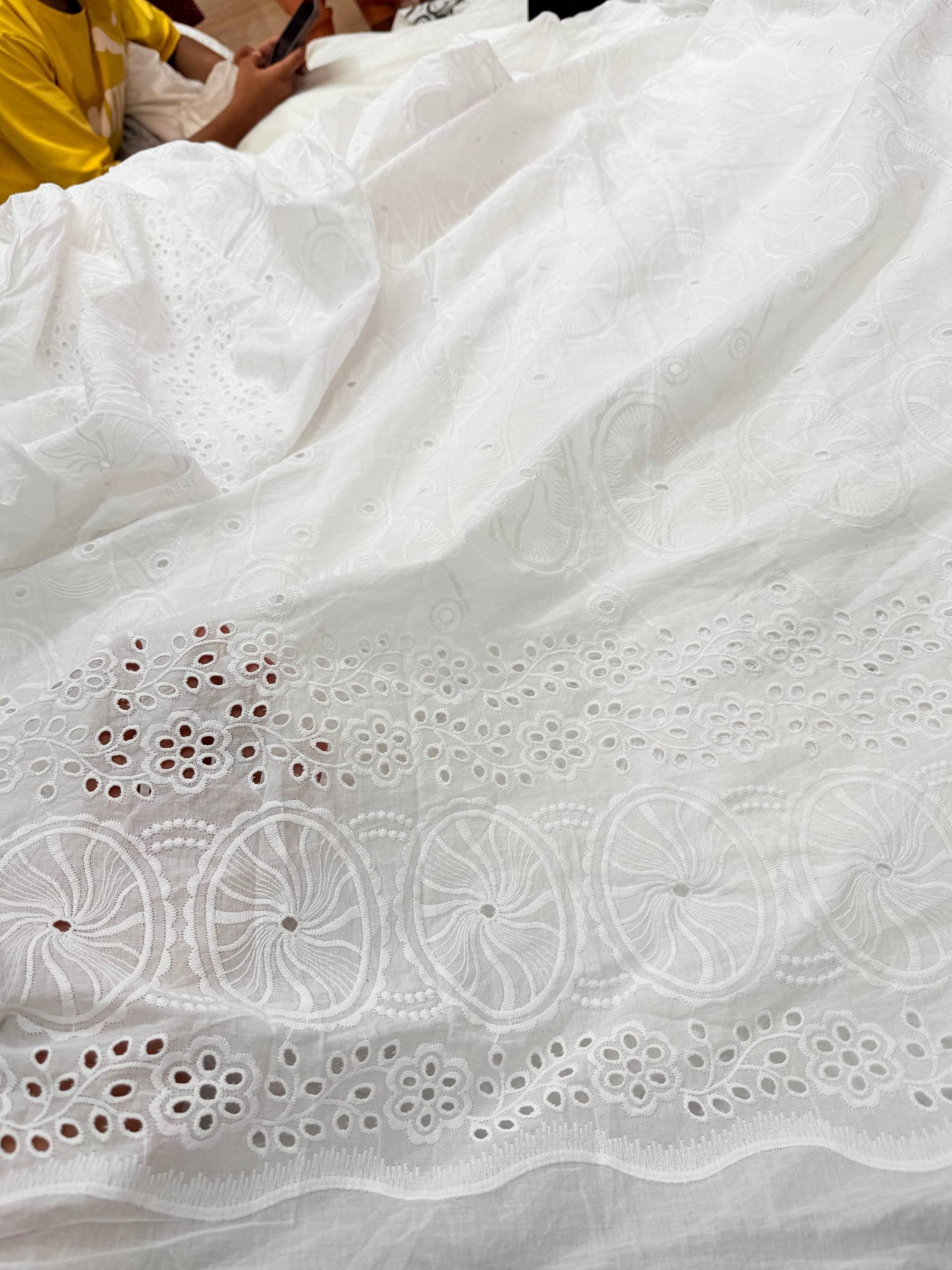 Most Premium Pure Cotton Hakuba Chikankari Fabric (Big WIDTH!!) (Dyeable Also)