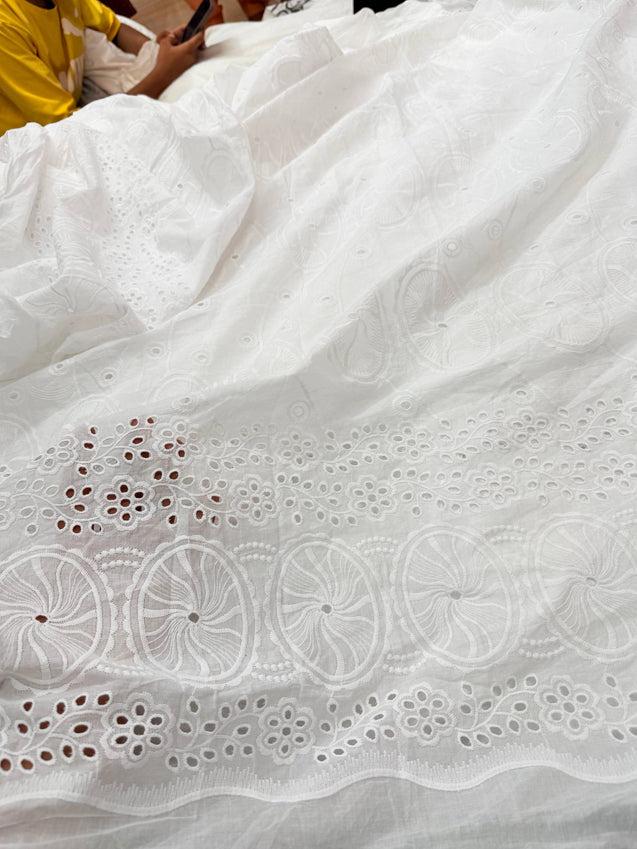 Most Premium Pure Cotton Hakuba Chikankari Fabric (Big WIDTH!!) (Dyeable Also)