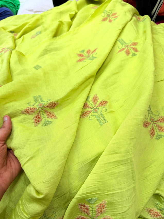 Most Premium Pure Muslin Cotton FABRIC With Fine Embroidery (Big WIDTH!!)