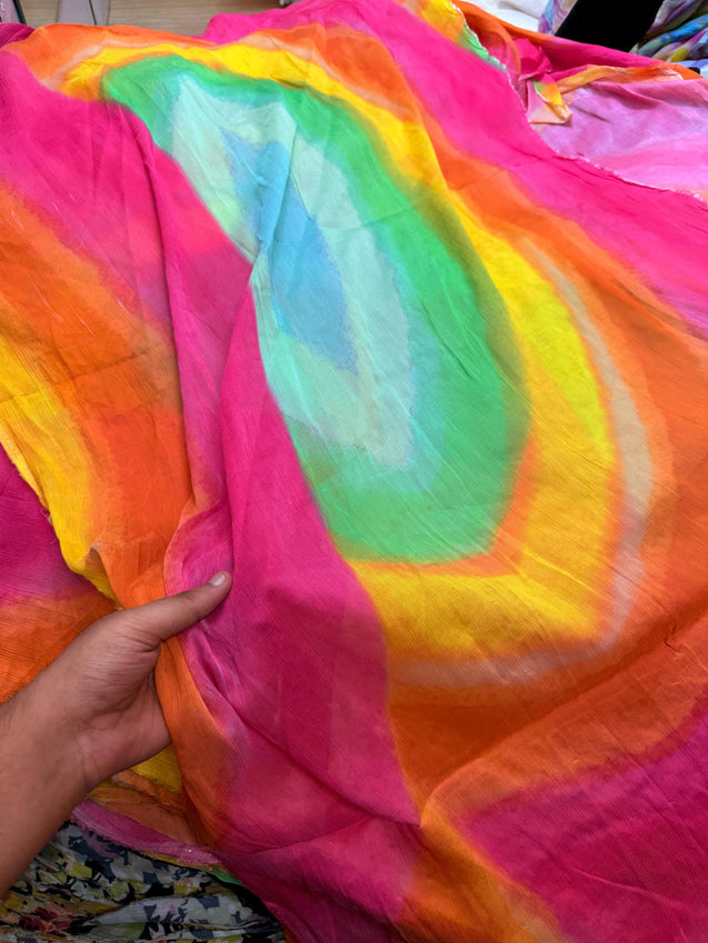 Most Premium Pure Chiffon Chinon FABRIC With Digital PRINTED