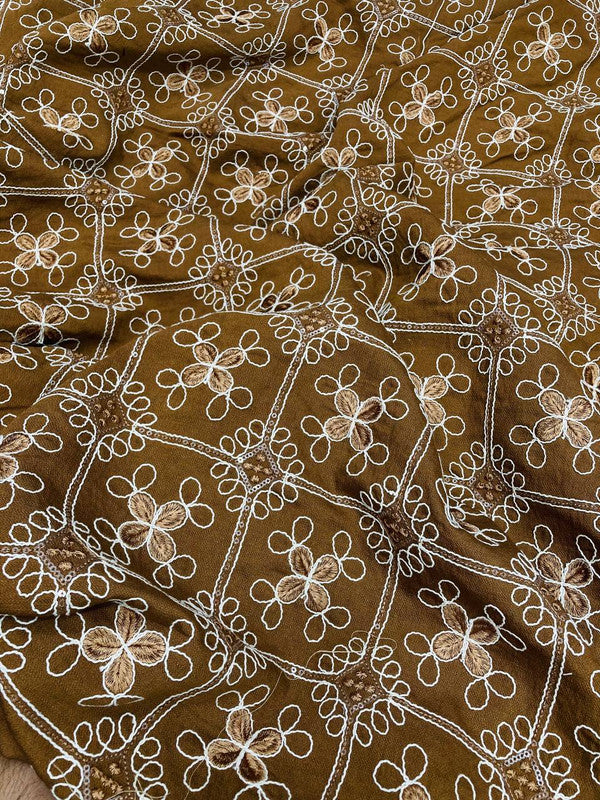 Premium Fine 3D Dori Imported Work With Chikan On Pure Modal Cotton (Big WIDTH!!)