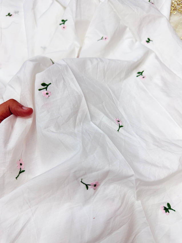(On Discounted Price) Most Premium Hakuba Chikankari Cotton FABRIC (Big Width!!)