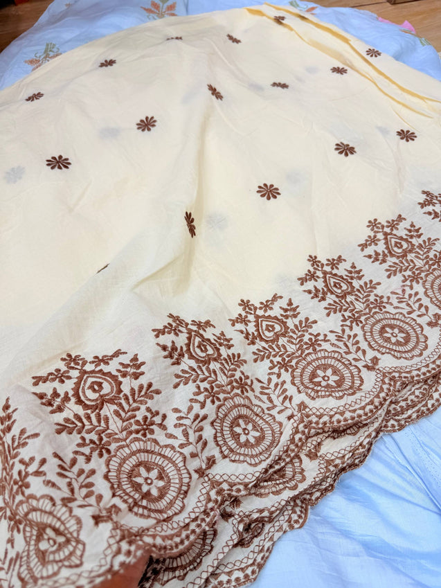 (On Discounted Price) Most Premium Hakuba Chikankari Cotton FABRIC (Big Width!!)