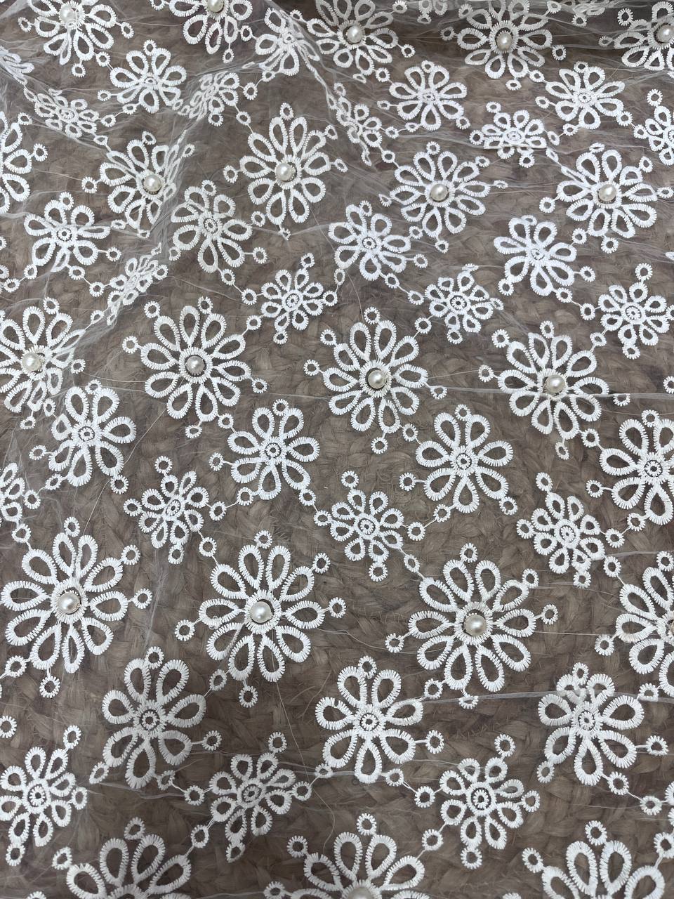 Cut Piece SALE- Premium Designer HAKUBA CHIKANKARI FABRICS IN SALE - Cut SIZE (1) METER