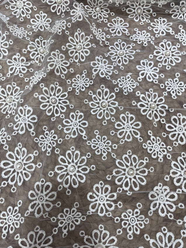 Cut Piece SALE- Premium Designer HAKUBA CHIKANKARI FABRICS IN SALE - Cut SIZE (1) METER