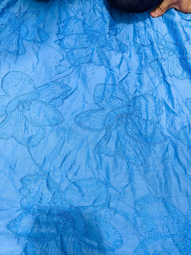 Cut Piece SALE- Premium Designer HAKUBA CHIKANKARI FABRICS IN SALE - Cut SIZE (0.90) METER