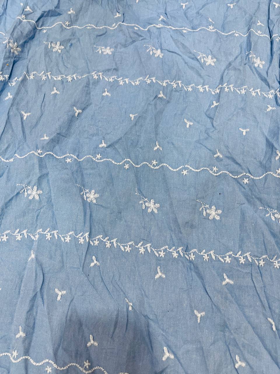 Cut Piece SALE- Premium Designer HAKUBA CHIKANKARI FABRICS IN SALE - Cut SIZE (0.60) METER