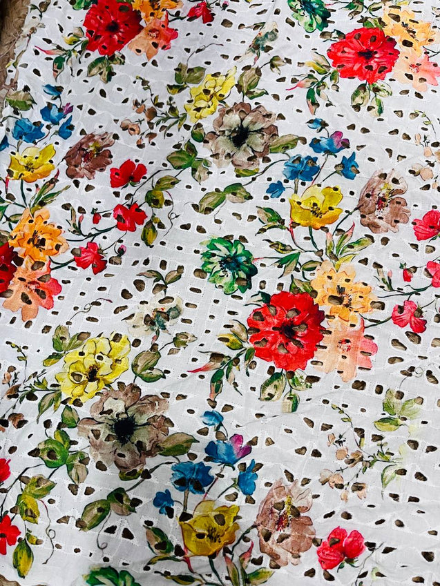 Cut Piece SALE- Premium Designer HAKUBA CHIKANKARI FABRICS IN SALE - Cut SIZE (0.50) METER