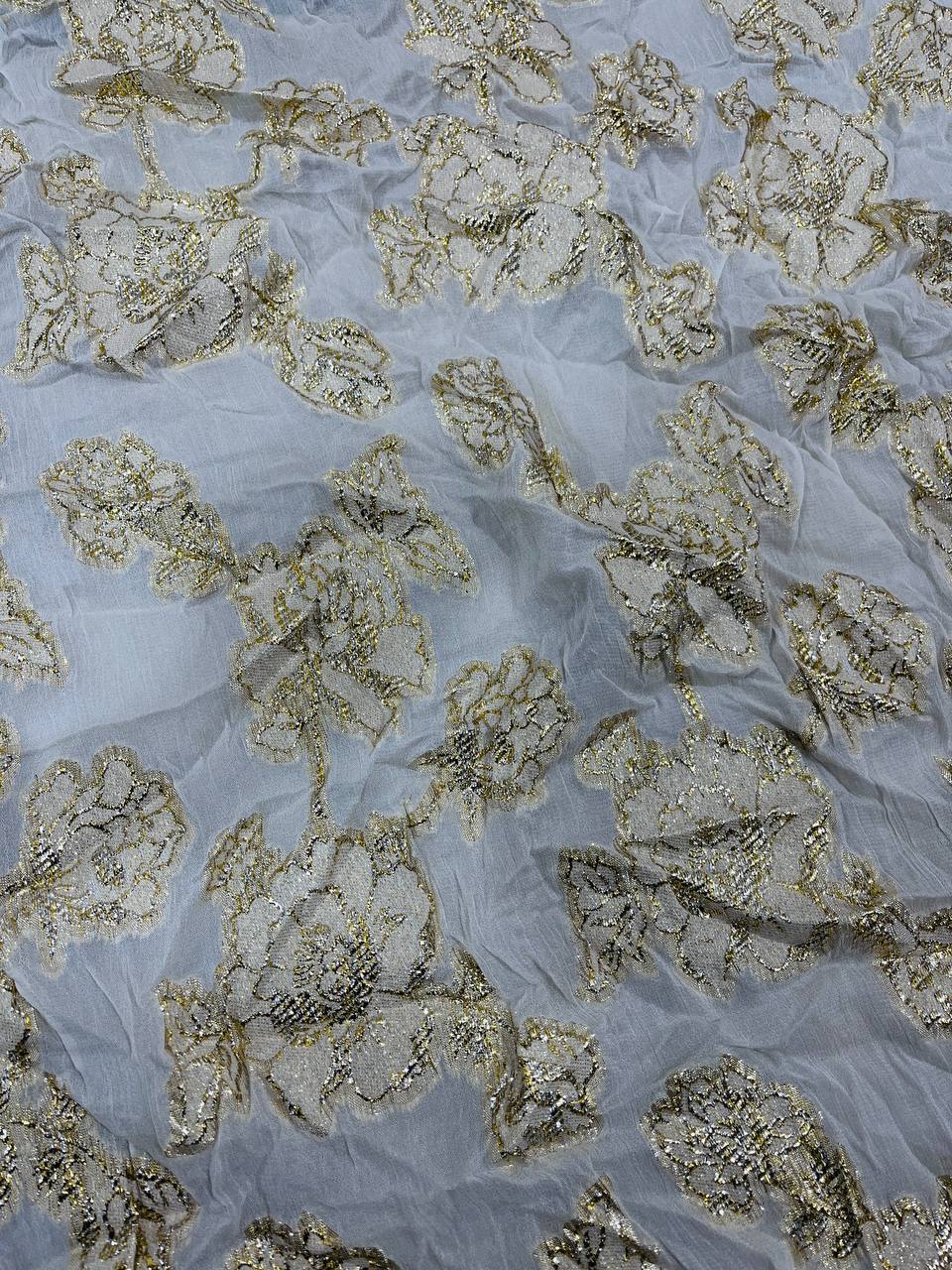 Cut Piece SALE- Premium Designer HAKUBA CHIKANKARI FABRICS IN SALE - Cut SIZE (0.80) METER