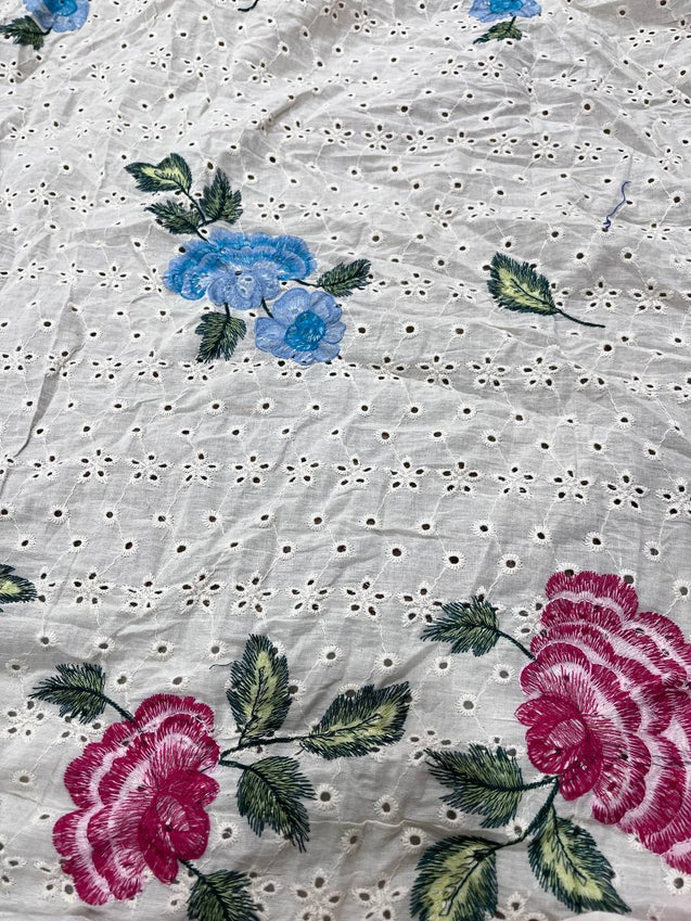 Cut Piece SALE- Premium Designer HAKUBA CHIKANKARI FABRICS IN SALE - Cut SIZE (1.10) METER