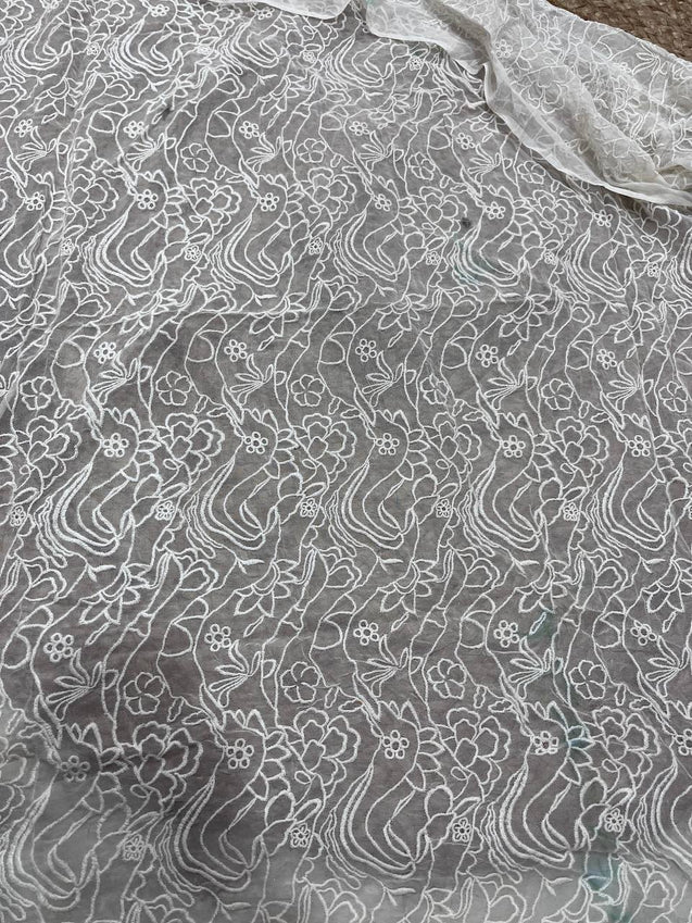 Cut Piece SALE- Premium Designer HAKUBA CHIKANKARI FABRICS IN SALE - Cut SIZE (2) METER