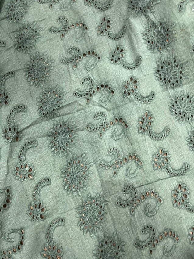 Cut Piece SALE- Premium Designer HAKUBA CHIKANKARI FABRICS IN SALE - Cut SIZE (0.80) METER