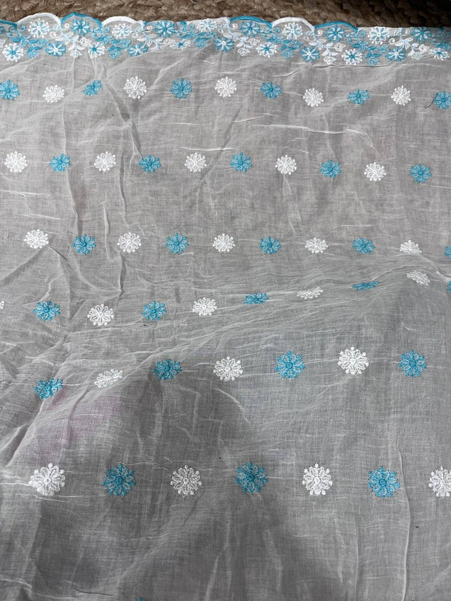 Cut Piece SALE- Premium Designer HAKUBA CHIKANKARI FABRICS IN SALE - Cut SIZE (2.45) METER