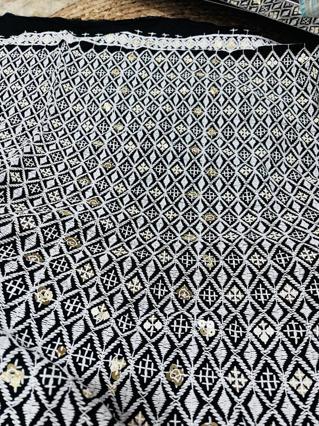 Cut Piece SALE- Premium Designer HAKUBA CHIKANKARI FABRICS IN SALE - Cut SIZE (1.5) METER