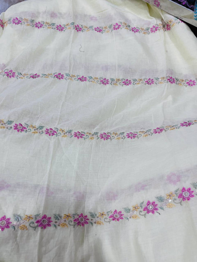 Cut Piece SALE- Premium Designer HAKUBA CHIKANKARI FABRICS IN SALE - Cut SIZE (4) METER
