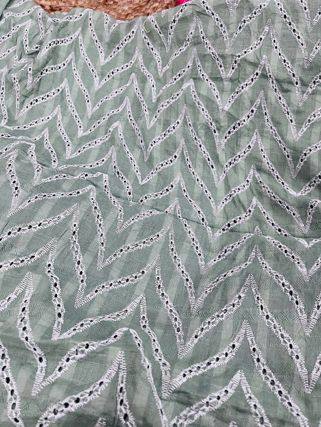 Cut Piece SALE- Premium Designer HAKUBA CHIKANKARI FABRICS IN SALE - Cut SIZE (2) METER
